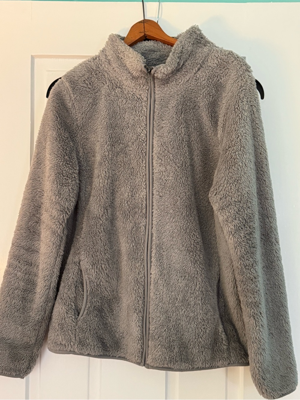 Sonoma Soft Gray Full-Zip Teddy Jacket